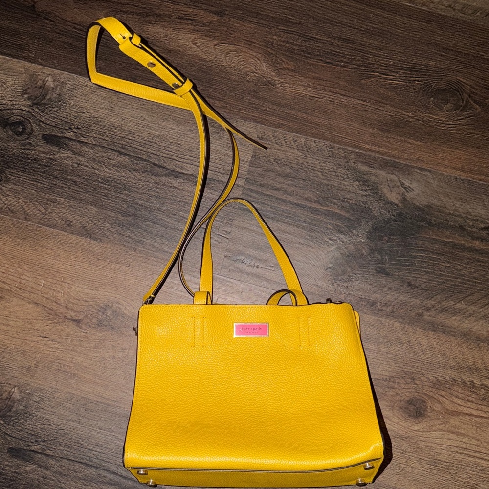 Yellow Leather Tote Bag with Adjustable Strap